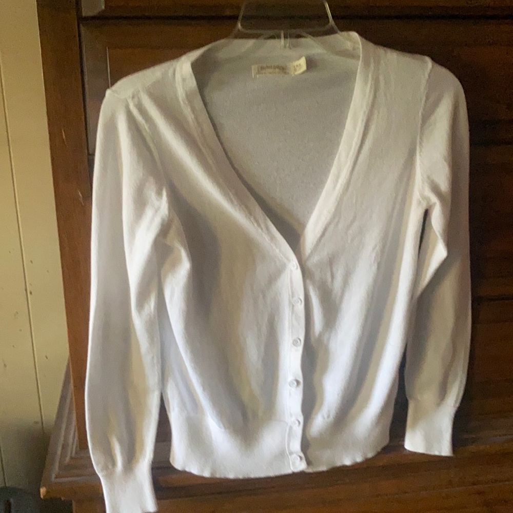 Faded Glory White Button Down Sweater Size 4-6
